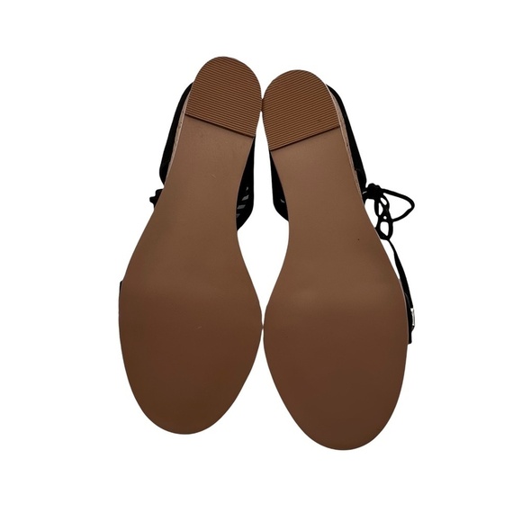 Black Lace Up Loraine Open Toe Sandal Wedge Heels Sandals Size 7.5 Women’s - Picture 7 of 7